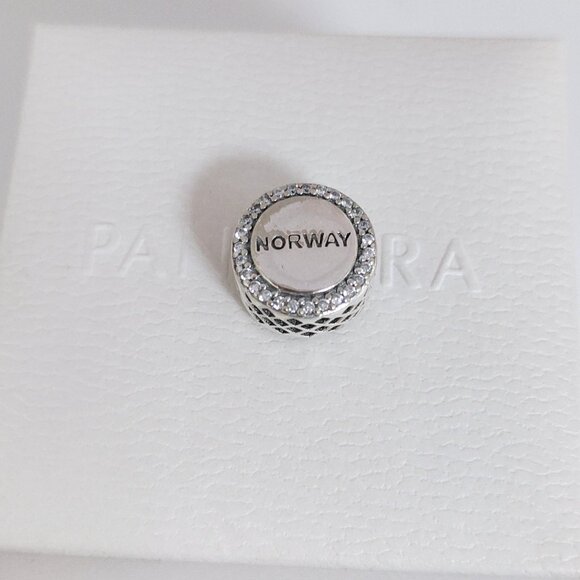Pandora Norway Flag Bead Charm Bracelet Pendant S925 Silver with box - Picture 3 of 7